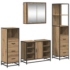 Badezimmermöbel-Set mit Regal 4 pcs Artisan-Eiche Holzwerkstoff