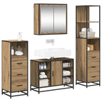 Badezimmermöbel-Set mit Regal 4 pcs Artisan-Eiche Holzwerkstoff