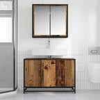Badezimmermöbel-Set mit Regal 2 pcs Altholz Holzwerkstoff