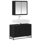 Badezimmermöbel-Set 2 pcs Schwarz Eichen-Optik Holzwerkstoff