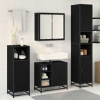 Badezimmermöbel-Set 3 pcs Schwarz Eichen-Optik Holzwerkstoff
