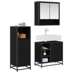 Badezimmermöbel-Set 3 pcs Schwarz Eichen-Optik Holzwerkstoff