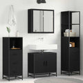 Badezimmermöbel-Set 4 pcs Schwarz Eichen-Optik Holzwerkstoff