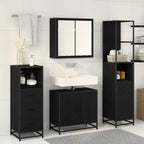 Badezimmermöbel-Set 4 pcs Schwarz Eichen-Optik Holzwerkstoff