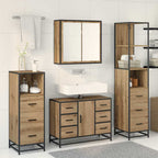 Badezimmermöbel-Set mit Regal 3 pcs Artisan-Eiche Holzwerkstoff
