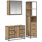 Badezimmermöbel-Set mit Regal 3 pcs Artisan-Eiche Holzwerkstoff