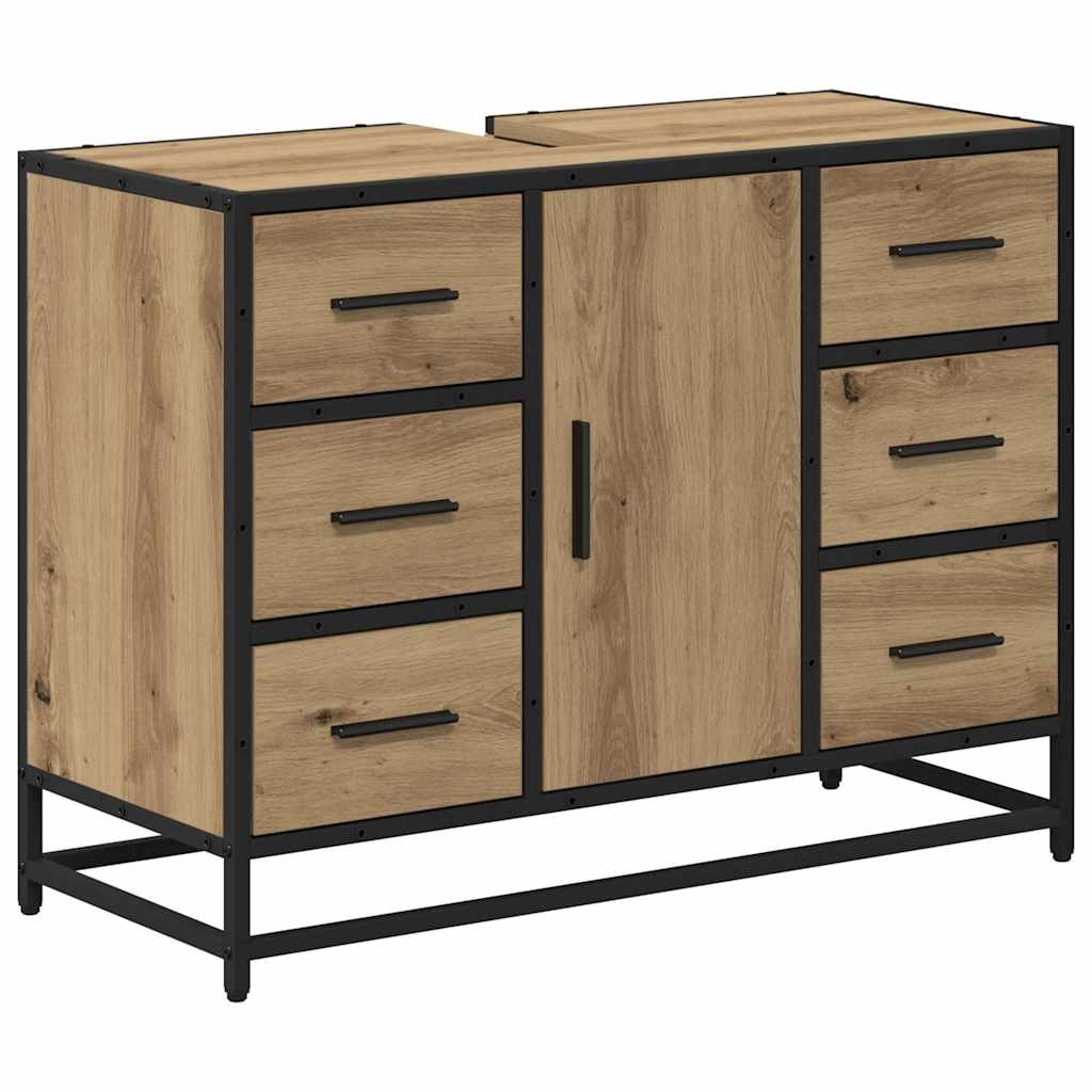 Badezimmermöbel-Set mit Regal 3 pcs Artisan-Eiche Holzwerkstoff