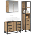 Badezimmermöbel-Set mit Regal 3 pcs Artisan-Eiche Holzwerkstoff