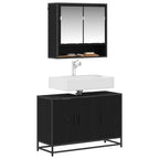 Badezimmermöbel-Set 2 pcs Schwarz Eichen-Optik Holzwerkstoff