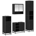 Badezimmermöbel-Set 4 pcs Schwarz Eichen-Optik Holzwerkstoff