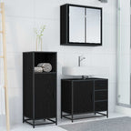 Badezimmermöbel-Set 3 pcs Schwarz Eichen-Optik Holzwerkstoff