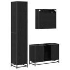 Badezimmermöbel-Set 3 pcs Schwarz Eichen-Optik Holzwerkstoff