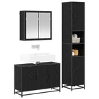 Badezimmermöbel-Set 3 pcs Schwarz Eichen-Optik Holzwerkstoff