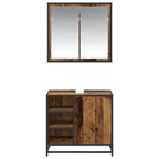 Badezimmermöbel-Set mit Regal 2 pcs Altholz Holzwerkstoff
