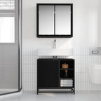 Badezimmermöbel-Set 2 pcs Schwarz Eichen-Optik Holzwerkstoff