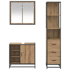Badezimmermöbel-Set mit Regal 3 pcs Artisan-Eiche Holzwerkstoff