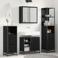Badezimmermöbel-Set 3 pcs Schwarz Eichen-Optik Holzwerkstoff