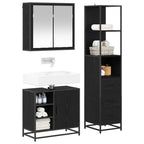 Badezimmermöbel-Set 3 pcs Schwarz Eichen-Optik Holzwerkstoff