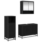 Badezimmermöbel-Set 3 pcs Schwarz Eichen-Optik Holzwerkstoff
