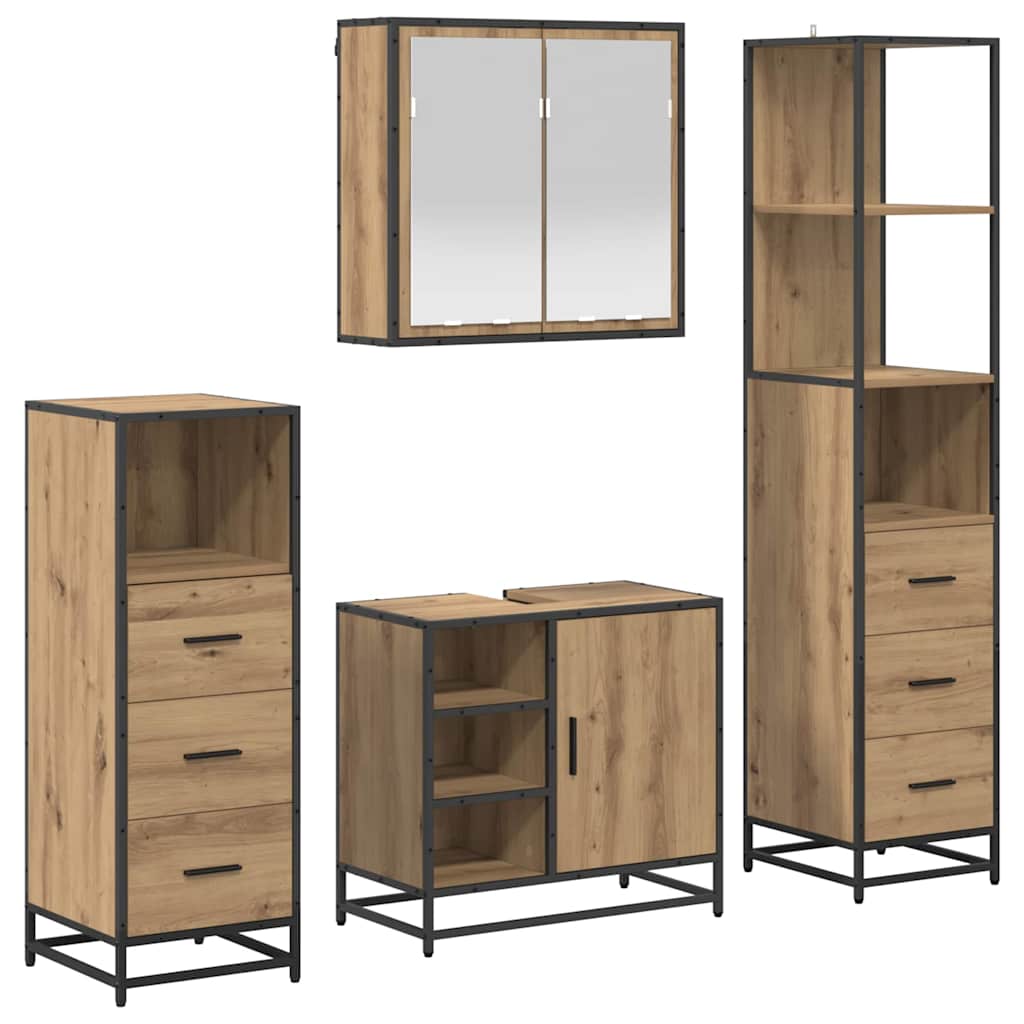 Badezimmermöbel-Set mit Regal 4 pcs Artisan-Eiche Holzwerkstoff