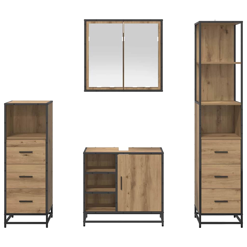 Badezimmermöbel-Set mit Regal 4 pcs Artisan-Eiche Holzwerkstoff