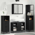 Badezimmermöbel-Set 3 pcs Schwarz Eichen-Optik Holzwerkstoff