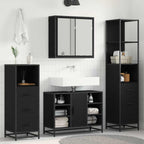 Badezimmermöbel-Set 3 pcs Schwarz Eichen-Optik Holzwerkstoff