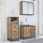 Badezimmermöbel-Set mit Regal 3 pcs Artisan-Eiche Holzwerkstoff
