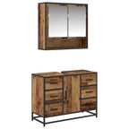 Badezimmermöbel-Set mit Schubladen 2 pcs Altholz Holzwerkstoff