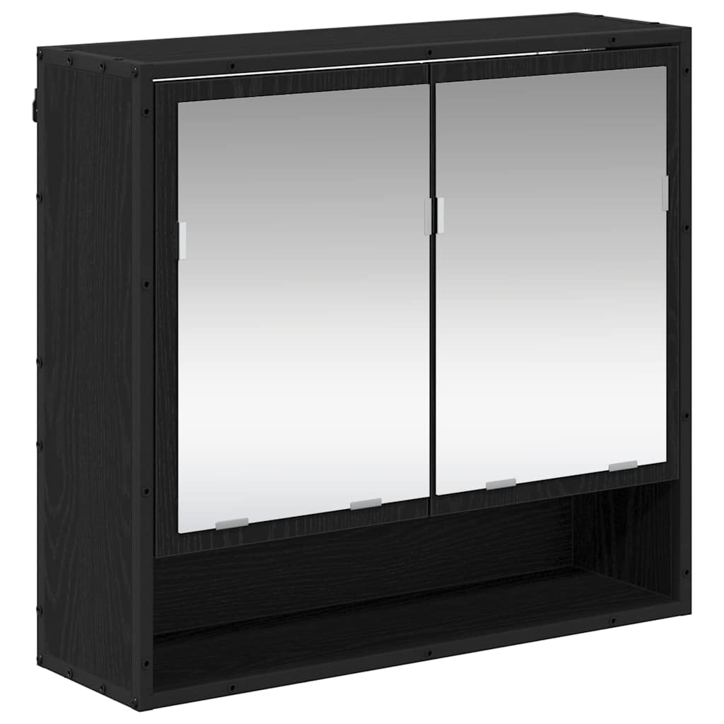Badezimmermöbel-Set 2 pcs Schwarz Eichen-Optik Holzwerkstoff