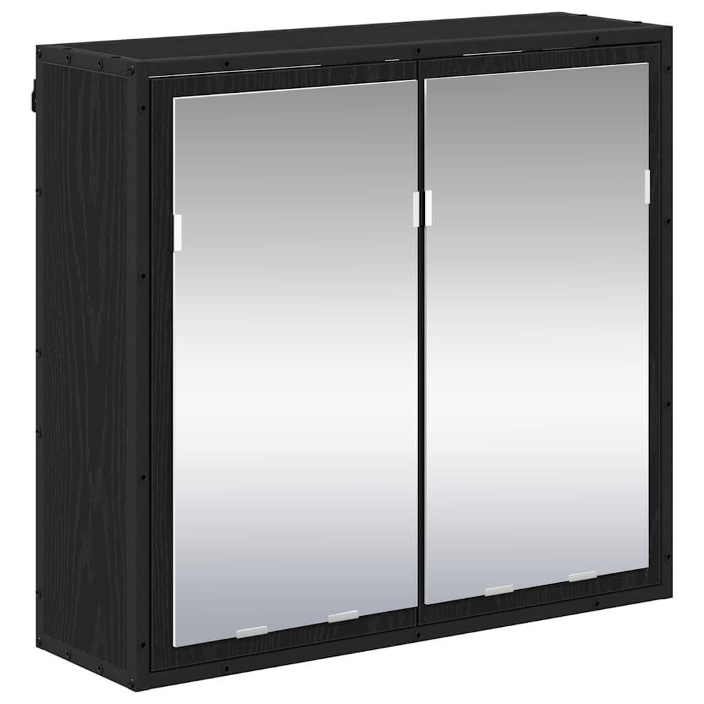 Badezimmermöbel-Set 2 pcs Schwarz Eichen-Optik Holzwerkstoff