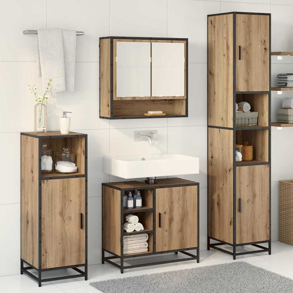 Badezimmermöbel-Set mit Regal 3 pcs Artisan-Eiche Holzwerkstoff
