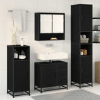 Badezimmermöbel-Set 4 pcs Schwarz Eichen-Optik Holzwerkstoff