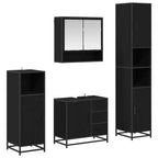 Badezimmermöbel-Set 4 pcs Schwarz Eichen-Optik Holzwerkstoff