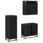 Badezimmermöbel-Set 3 pcs Schwarz Eichen-Optik Holzwerkstoff