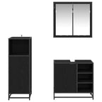 Badezimmermöbel-Set 3 pcs Schwarz Eichen-Optik Holzwerkstoff