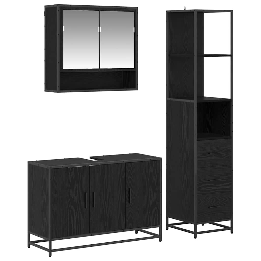 Badezimmermöbel-Set mit Schubladen 3 pcs Altholz Holzwerkstoff