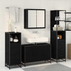 Badezimmermöbel-Set 3 pcs Schwarz Eichen-Optik Holzwerkstoff