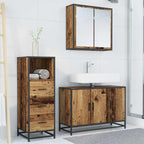 Badezimmermöbel-Set mit Schubladen 3 pcs Altholz Holzwerkstoff
