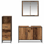 Badezimmermöbel-Set mit Schubladen 3 pcs Altholz Holzwerkstoff