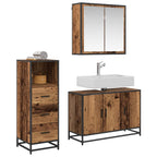 Badezimmermöbel-Set mit Schubladen 3 pcs Altholz Holzwerkstoff