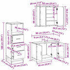 Badezimmermöbel-Set mit Schubladen 3 pcs Altholz Holzwerkstoff
