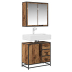 Badezimmermöbel-Set mit Regal 2 pcs Altholz Holzwerkstoff