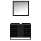 Badezimmermöbel-Set 2 pcs Schwarz Eichen-Optik Holzwerkstoff