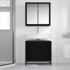 Badezimmermöbel-Set 2 pcs Schwarz Eichen-Optik Holzwerkstoff