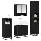 Badezimmermöbel-Set 4 pcs Schwarz Eichen-Optik Holzwerkstoff