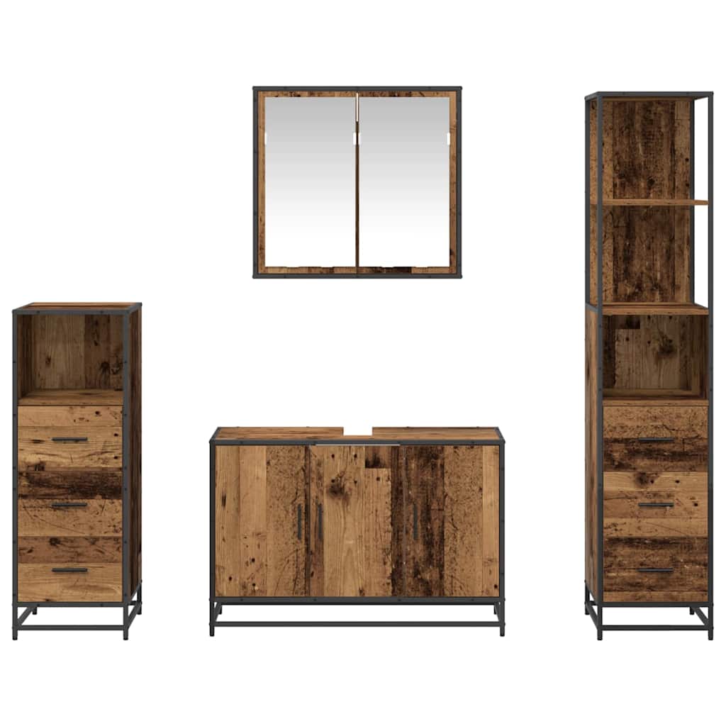Badezimmermöbel-Set mit Schubladen 4 pcs Altholz Holzwerkstoff