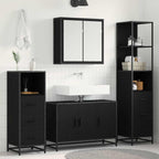 Badezimmermöbel-Set 4 pcs Schwarz Eichen-Optik Holzwerkstoff