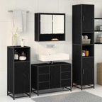 Badezimmermöbel-Set 3 pcs Schwarz Eichen-Optik Holzwerkstoff