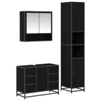 Badezimmermöbel-Set 3 pcs Schwarz Eichen-Optik Holzwerkstoff